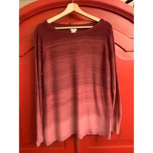 Chico's Red Ombre Crew Neck Sweater
